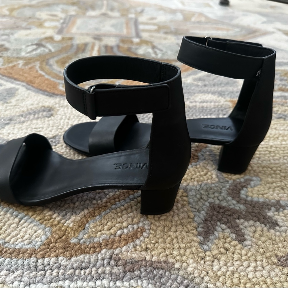 Vince Black Ankle Strap Heels